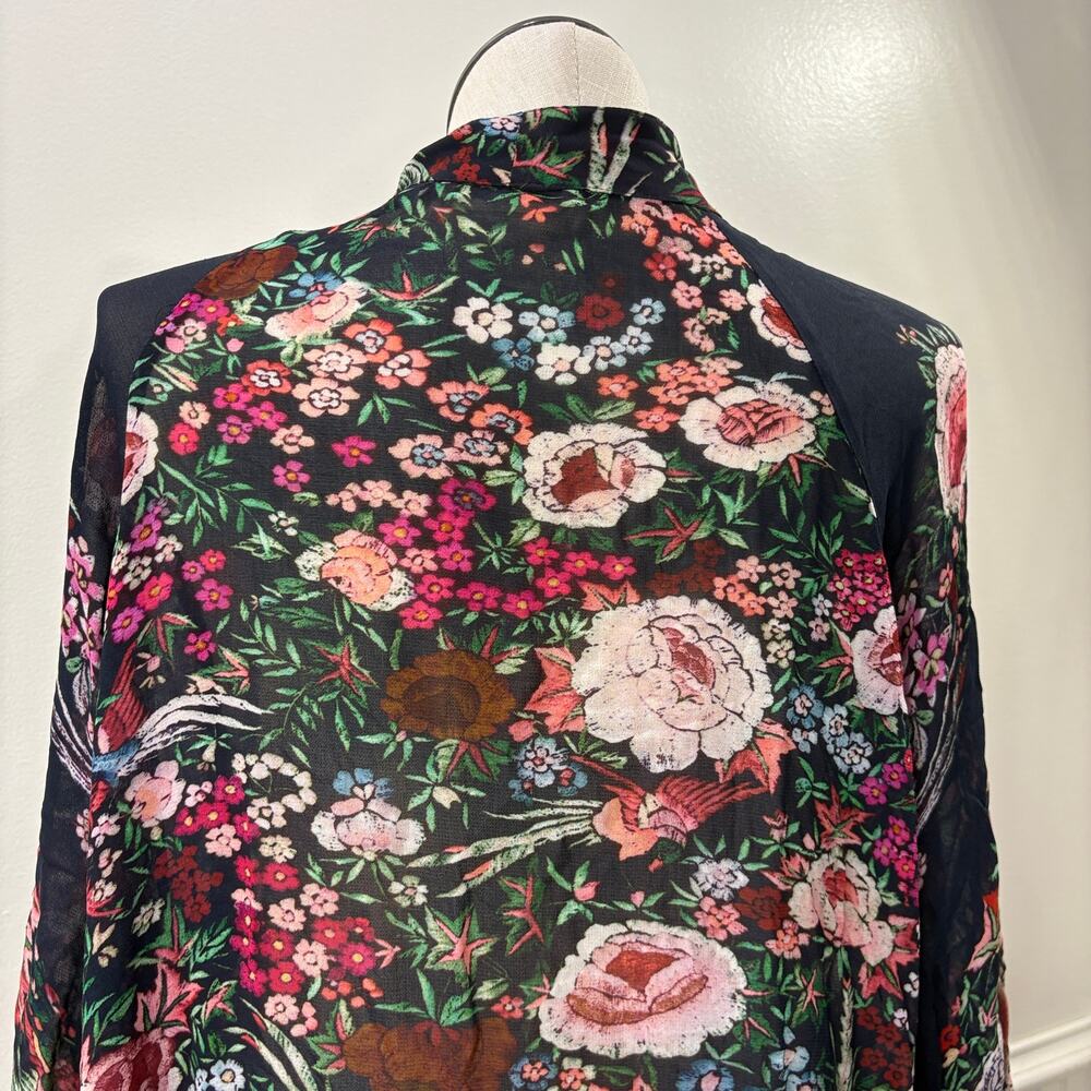 Soft Surroundings Plus Size 1X Kimono Cardigan Fringe Floral Embroidered Boho - Picture 11 of 13